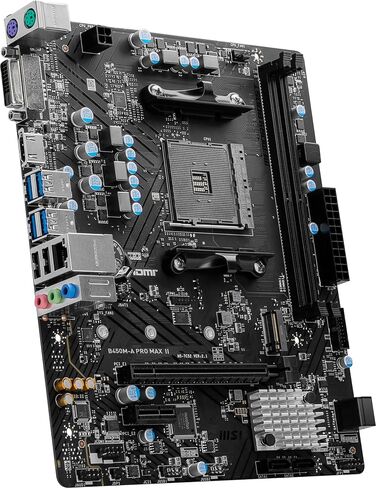 MSI لوحة ام B450M-A برو ماكس II برو سيريز (mATX، تدعم AMD 5000/4000/3000/2000/1000 سلسلة AM4، M.2، ساتا 6G، USB 3.2 الجيل الاول، DDR4، HDMI/DVI، شبكة محلية LAN 2.5Gbps ) in Kuwait