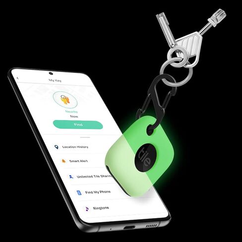 Geiomoo Silicone Case Compatible with Tile Mate 2022, Protective Cover with Carabiner (Luminous Green) in Saudi Arabia