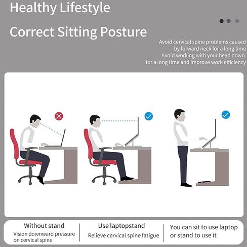 حامل كمبيوتر محمول قابل للطي من FUGTBLESS مع حامل هاتف، ارتفاع قابل للتعديل، حامل كمبيوتر محمول مريح لمعظم أجهزة الكمبيوتر المحمولة مقاس 10-15.6 بوصة in Kuwait