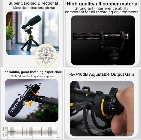 Deity ميكروفون V-Mic D4، ميكروفونات فيديو احترافية للكاميرا الخارجية، ميكروفون بندقية مع حامل للصدمات يدعم إخراج USB-C الرقمي لأجهزة الكمبيوتر ومسجلات الكاميرات والهواتف الذكية وأجهزة الكمبيوتر المحمولة والأجهزة اللوحية in Kuwait