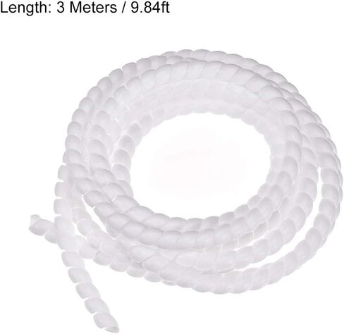 uxcell Flexible Spiral Cable Wrap Wire Cord Wraps Management Sleeve 8mm x 10mm Computer Wire Manage Cord 3 Meters Length White in Saudi Arabia