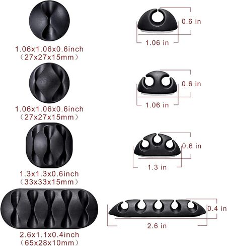 10 مشابك كابلات حاملات سلكية ذاتية اللصق لإدارة أسلاك الكابلات المثالية لتنظيم أسلاك الكابلات في المنزل والمكتب والسيارة ومنضدة المكتب (10-أسود) in Kuwait