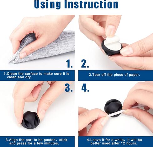 10 مشابك كابلات حاملات سلكية ذاتية اللصق لإدارة أسلاك الكابلات المثالية لتنظيم أسلاك الكابلات في المنزل والمكتب والسيارة ومنضدة المكتب (10-أسود) in Kuwait