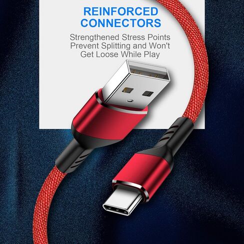 Charger Cable for NS Switch and Switch Lite - 2 Pack 10FT Nylon Braided USB C to USB A Type C Fast Data Sync Power Charging Cord Accessories for Samsung Galaxy S9 S8 Note 9, Pixel, LG V30 G6, OnePlus in Kuwait