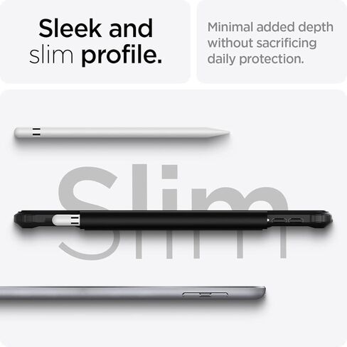 حافظة Spigen Ultra Hybrid Pro مصممة لجهاز iPad 10.2، حافظة iPad من الجيل التاسع (2021) / حافظة iPad من الجيل الثامن (2020) / حافظة iPad من الجيل السابع (2019) مع ظهر شفاف وحامل أقلام - أسود in Kuwait