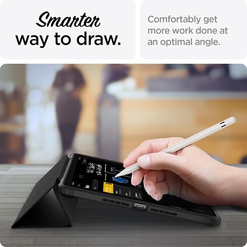 حافظة Spigen Ultra Hybrid Pro مصممة لجهاز iPad 10.2، حافظة iPad من الجيل التاسع (2021) / حافظة iPad من الجيل الثامن (2020) / حافظة iPad من الجيل السابع (2019) مع ظهر شفاف وحامل أقلام - أسود in Kuwait