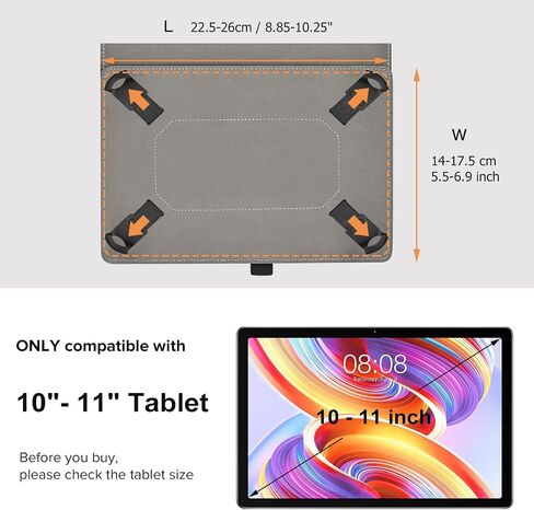حافظة DLveer عالمية لجهاز Sgin Tablet/Byybuo Tablet/ZZB Tablet/Feonal Tablet/Baken Tablet/Lville Tablet/Juninke Tablet 10 10.1 بوصة، غطاء جلد PU بحامل متعدد الزوايا للكمبيوتر اللوحي مقاس 10 بوصة - 11 بوصة، أسود in Saudi Arabia