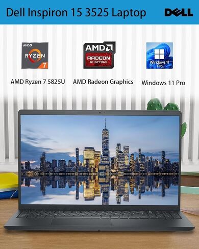 Dell Inspiron 3525 Business Laptop, 15.6 Inch FHD, AMD Ryzen 7 5825U, Windows 11 Pro, 64GB RAM, 2TB SSD, Wi-Fi, HDMI, Bluetooth, Type-C, Long Battery Life, Carbon Black in Saudi Arabia