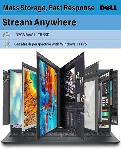Dell Inspiron 3525 Business Laptop, 15.6 Inch FHD, AMD Ryzen 7 5825U, Windows 11 Pro, 64GB RAM, 2TB SSD, Wi-Fi, HDMI, Bluetooth, Type-C, Long Battery Life, Carbon Black in Saudi Arabia