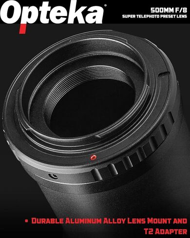 Opteka 500mm/1000mm f/8 Manual Telephoto Lens for Nikon F D6, D5, D4, Df, D850, D810, D800, D780, D750, D610, D500, D7500, D7200, D7100, D5600, D5500, D5300, D5200, D5100, D3500, D3400, D3300, D3200 in Kuwait