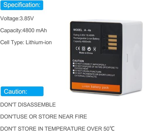 بطارية HSX 2-Pack قابلة لإعادة الشحن بقدرة 4800 مللي أمبير في الساعة متوافقة مع Arlo Ultra وUltra 2 وكاميرات Arlo Pro 3 وPro 4 [3.85V/18.48Wh/4800mAh] in Kuwait