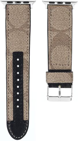 Designer Band Compatible with Apple Watch Band 38mm 40mm 41mm 42mm 44mm 45mm 46mm 49mm Men Women, Luxury Genuine Leather Replacement Wristbands Strap for iWatch 10 9 8 Apple Watch Series 7/6/5/4/3/2/1/SE in Saudi Arabia