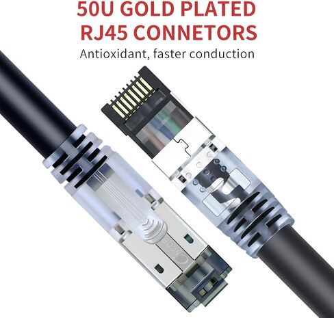 Cat 8 Ethernet Cable 3 ft, 40Gbps 2000MHz Shielded (S/FTP), 23AWG Bare Copper, Ultra-Flexible Patch Cord for Industrial Automation, Gaming, NAS, Server - Cat8/7/6a/6/5e Compatible in Saudi Arabia