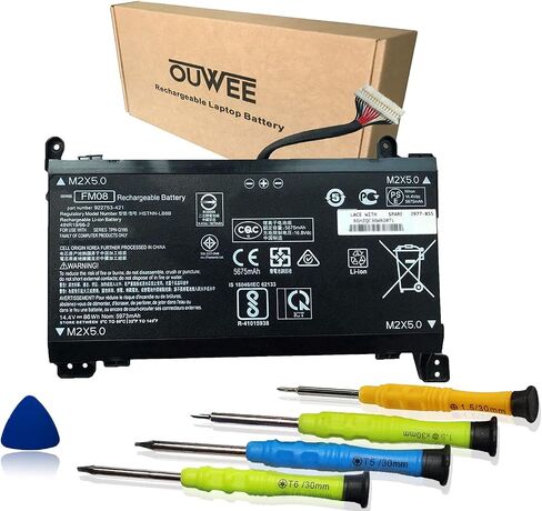 OUWEE HSTNN-LB8B FM08 Laptop Battery Compatible with HP Omen 17-AN013TX 17-AN014TX 17-AN014NG 17-an008ur Series TPN-Q195 922752-421 922753-421 922976-855 14.4V 86Wh 5973mAh(16-Pin Connector) in Saudi Arabia