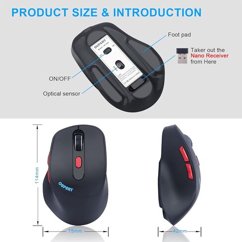 قطعة واحدة من ماوس قابلة لإعادة الشحن من OUPARY مع قطعة واحدة من ماوس USB Jiggler، يمكن استخدام الماوس لمدة نصف عام بشحنة واحدة، مناسب لاستخدام الكمبيوتر والفأرة. in Kuwait