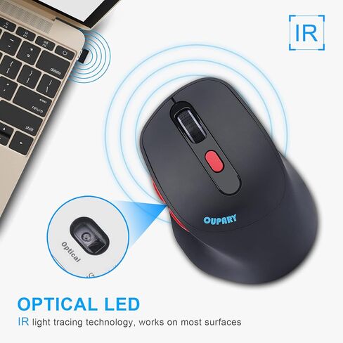 قطعة واحدة من ماوس قابلة لإعادة الشحن من OUPARY مع قطعة واحدة من ماوس USB Jiggler، يمكن استخدام الماوس لمدة نصف عام بشحنة واحدة، مناسب لاستخدام الكمبيوتر والفأرة. in Kuwait
