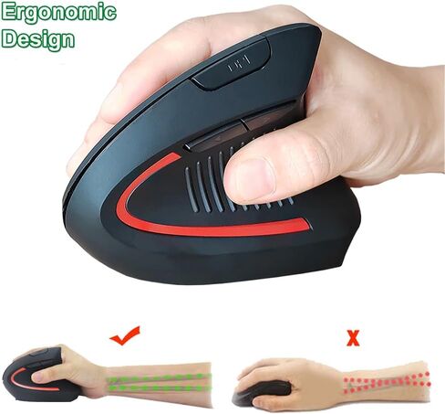 ماوس SUNGI المريح، ماوس عمودي لاسلكي 2.4G، ماوس بصري 800/1200 /1600 نقطة في البوصة، 6 أزرار للكمبيوتر المحمول، سطح المكتب، الكمبيوتر الشخصي، ماك بوك in Kuwait