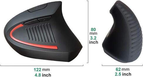 ماوس SUNGI المريح، ماوس عمودي لاسلكي 2.4G، ماوس بصري 800/1200 /1600 نقطة في البوصة، 6 أزرار للكمبيوتر المحمول، سطح المكتب، الكمبيوتر الشخصي، ماك بوك in Kuwait