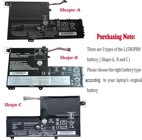 بطارية كمبيوتر محمول OUWEE L15M3PB0 متوافقة مع Lenovo IdeaPad 330S-14AST 330S-14IKB 330S-15ARR 330S-15AST 330S-15IKB Series 5B10Q39202 L15L3PB0 5B10Q39201 L15C3PB1 5B10Q39205 11.25V 52.5 وات في الساعة (الشكل-B) in Saudi Arabia
