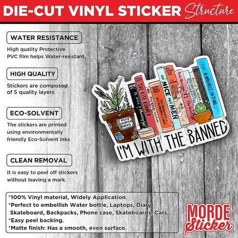 (3Pcs-2") I'm with The Banned Sticker Banned Books Reading Book Lovers Stickers Die-Cut Waterproof Vinyl Sticker for Hard Hat Laptop Water Bottle Phone Case Decal Stuff Birthday Gifts 2 Inches in Kuwait