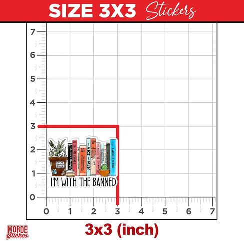(3Pcs-2") I'm with The Banned Sticker Banned Books Reading Book Lovers Stickers Die-Cut Waterproof Vinyl Sticker for Hard Hat Laptop Water Bottle Phone Case Decal Stuff Birthday Gifts 2 Inches in Kuwait