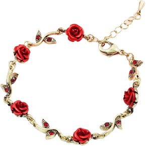 MLEPUS Women Girls Rose Flower Charm Bracelet Vintage Rose Temperament Valentine's Day Gift Bracelet in Kuwait