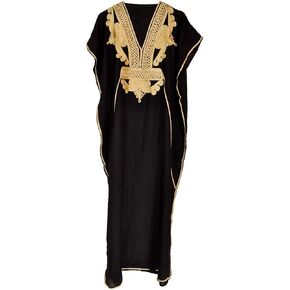 Zuwaina Al Mamari Moroccan Kaftan Caftan Dresses for Women (Cotton) Soft Beach, Ethnic Loungewear Long Black in Kuwait