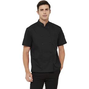 TOPTIE Short Sleeve Chef Coat Jacket Lightweight Button Chef Uniform