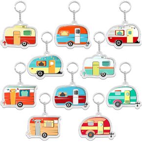 10 قطع سلسلة مفاتيح التخييم RV Camper Keychain Accessories Camper Decor Travel Camper Keychain Happy Camper Keychain هدايا التخييم سلسلة المفاتيح للرجال والنساء المراهقات السفر لمحبي التخييم in Kuwait