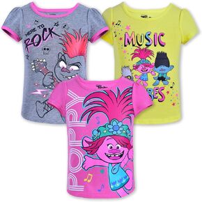 تي شيرت Universal Trolls Girls 3 Pack قصير الأكمام للأطفال الصغار والصغار - رمادي/وردي/أصفر in Saudi Arabia