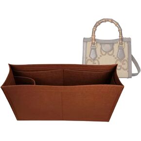 Lckaey Purse Organizer Insert is used for Gucci Diana bamboo bag liner and Tote storage bag liner.2032brown-S