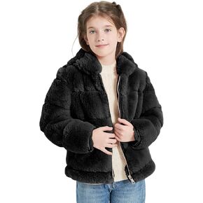 Giolshon 2023 new Girls Faux Fur Fleece Jacket Sherpa Fuzzy Hoodie Winter Coat with Full Zip Fluffy Outerwear 2169