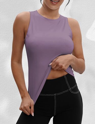 VOOVEEYA Ruched Workout Tank Tops for Women Open Back - Crop Cute Tops Racerback Keyhole Cropped Yoga Tops Tie Back in Kuwait