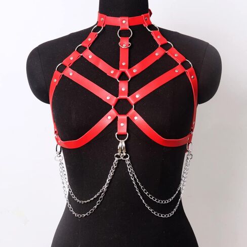 NBMARLS Women's Punk Chest Waist Belt, Leather Chest Body Chain Skinny Adjustable Chest Harness Party Jewelry Accessories in Saudi Arabia