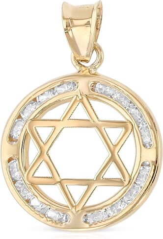 Ioka - 14K Yellow Gold CZ Star of David Charm Small Pendant For Necklace or Chain in Saudi Arabia