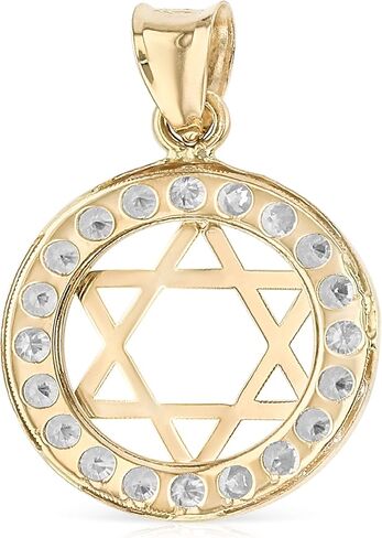 Ioka - 14K Yellow Gold CZ Star of David Charm Small Pendant For Necklace or Chain in Saudi Arabia