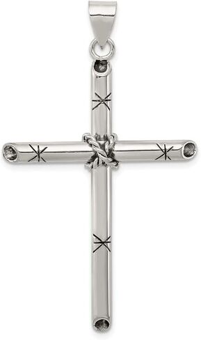 Solid 925 Sterling Silver Cross Crucifix Pendant (60mm x 33mm) in Saudi Arabia