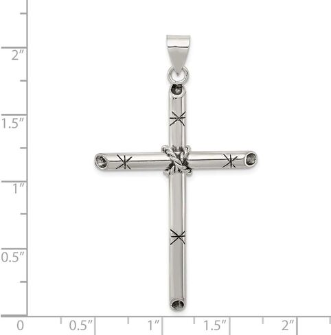 Solid 925 Sterling Silver Cross Crucifix Pendant (60mm x 33mm) in Saudi Arabia