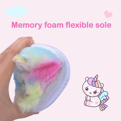 Girls Cute Animal Slippers for Toddler Kids Fuzzy Slip-on House Shoes Warm Fluffy Plush Indoor Home Slippers in Kuwait