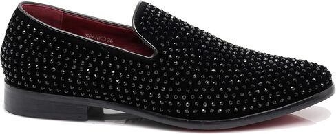 SPK26 Men's Vintage Velvet Rhinestone Designer Dress Loafers Slip On Shoes Classic Tuxedo Dress Shoes in Kuwait