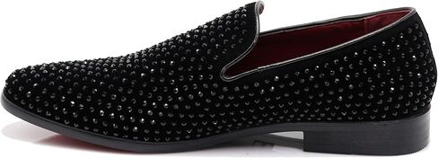 SPK26 Men's Vintage Velvet Rhinestone Designer Dress Loafers Slip On Shoes Classic Tuxedo Dress Shoes in Kuwait