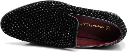 SPK26 Men's Vintage Velvet Rhinestone Designer Dress Loafers Slip On Shoes Classic Tuxedo Dress Shoes in Kuwait