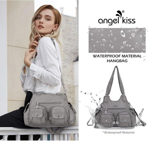 Angel Kiss Handbags for Women Large Tote Hobo Bag Soft PU Leather Multi-Pocket Shoulder Bag Top Handle Handbag in Kuwait