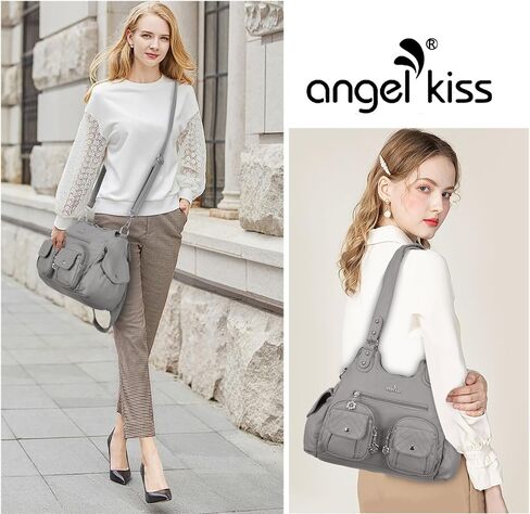 Angel Kiss Handbags for Women Large Tote Hobo Bag Soft PU Leather Multi-Pocket Shoulder Bag Top Handle Handbag in Kuwait