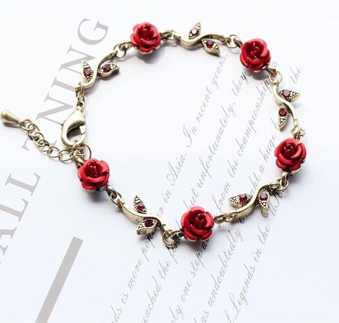 MLEPUS Women Girls Rose Flower Charm Bracelet Vintage Rose Temperament Valentine's Day Gift Bracelet in Kuwait