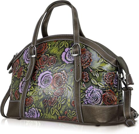 Purse and Handbags for Women Leather Shoulder Hand Bags Tote Handle Medium Satchel Vintage Embossing Rose in Kuwait