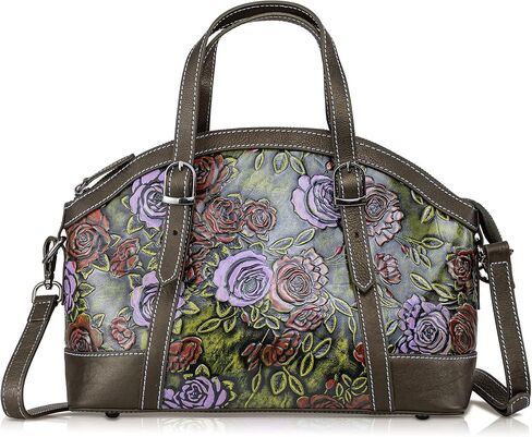 Purse and Handbags for Women Leather Shoulder Hand Bags Tote Handle Medium Satchel Vintage Embossing Rose in Kuwait