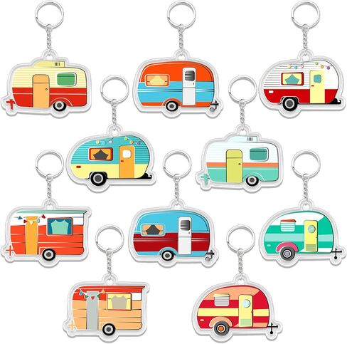 10 قطع سلسلة مفاتيح التخييم RV Camper Keychain Accessories Camper Decor Travel Camper Keychain Happy Camper Keychain هدايا التخييم سلسلة المفاتيح للرجال والنساء المراهقات السفر لمحبي التخييم in Kuwait