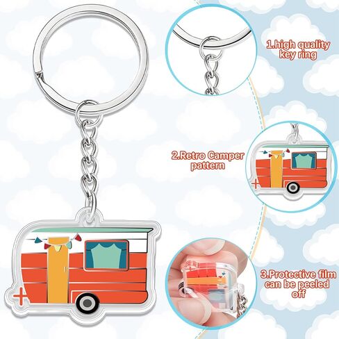 10 قطع سلسلة مفاتيح التخييم RV Camper Keychain Accessories Camper Decor Travel Camper Keychain Happy Camper Keychain هدايا التخييم سلسلة المفاتيح للرجال والنساء المراهقات السفر لمحبي التخييم in Kuwait