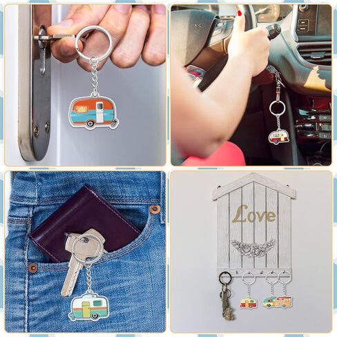 10 قطع سلسلة مفاتيح التخييم RV Camper Keychain Accessories Camper Decor Travel Camper Keychain Happy Camper Keychain هدايا التخييم سلسلة المفاتيح للرجال والنساء المراهقات السفر لمحبي التخييم in Kuwait